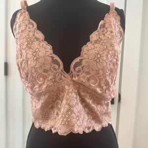 We Are Hah Size XL Lace Bralette Crop Top - Blush Pink